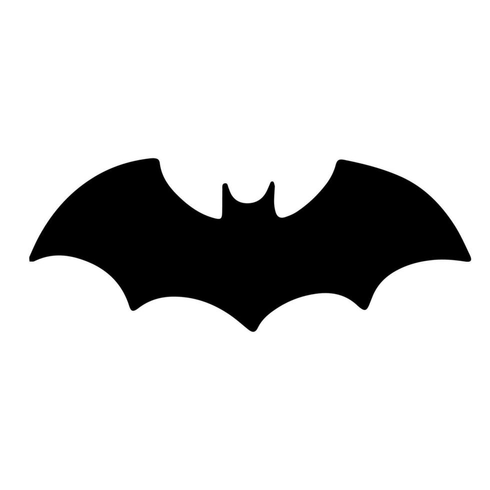 Bat silhouette isolated on white background. Bat as Halloween decor. Vector illustration.