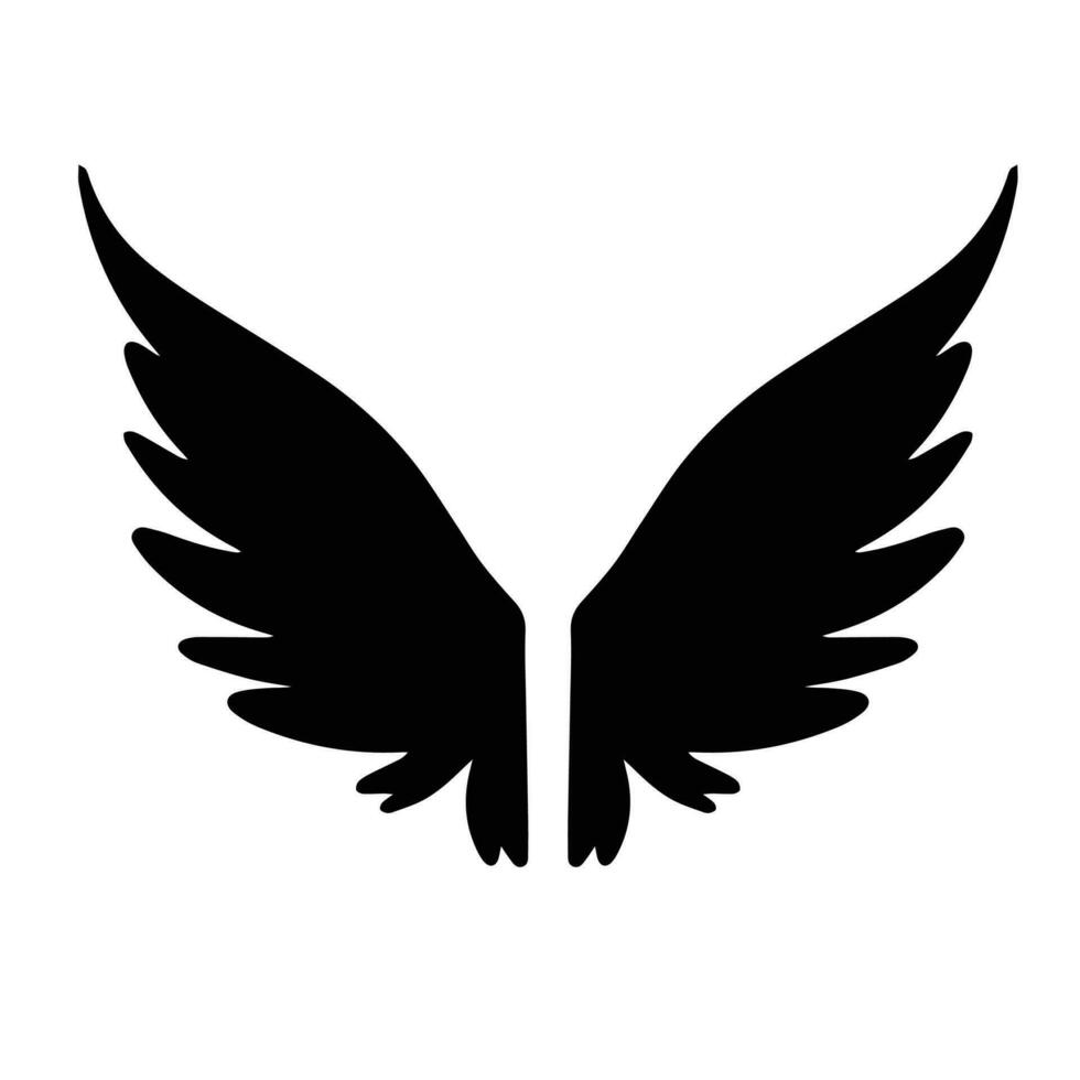 Wings silhouette of angel. Black hand drawn wings. Vector illustration.