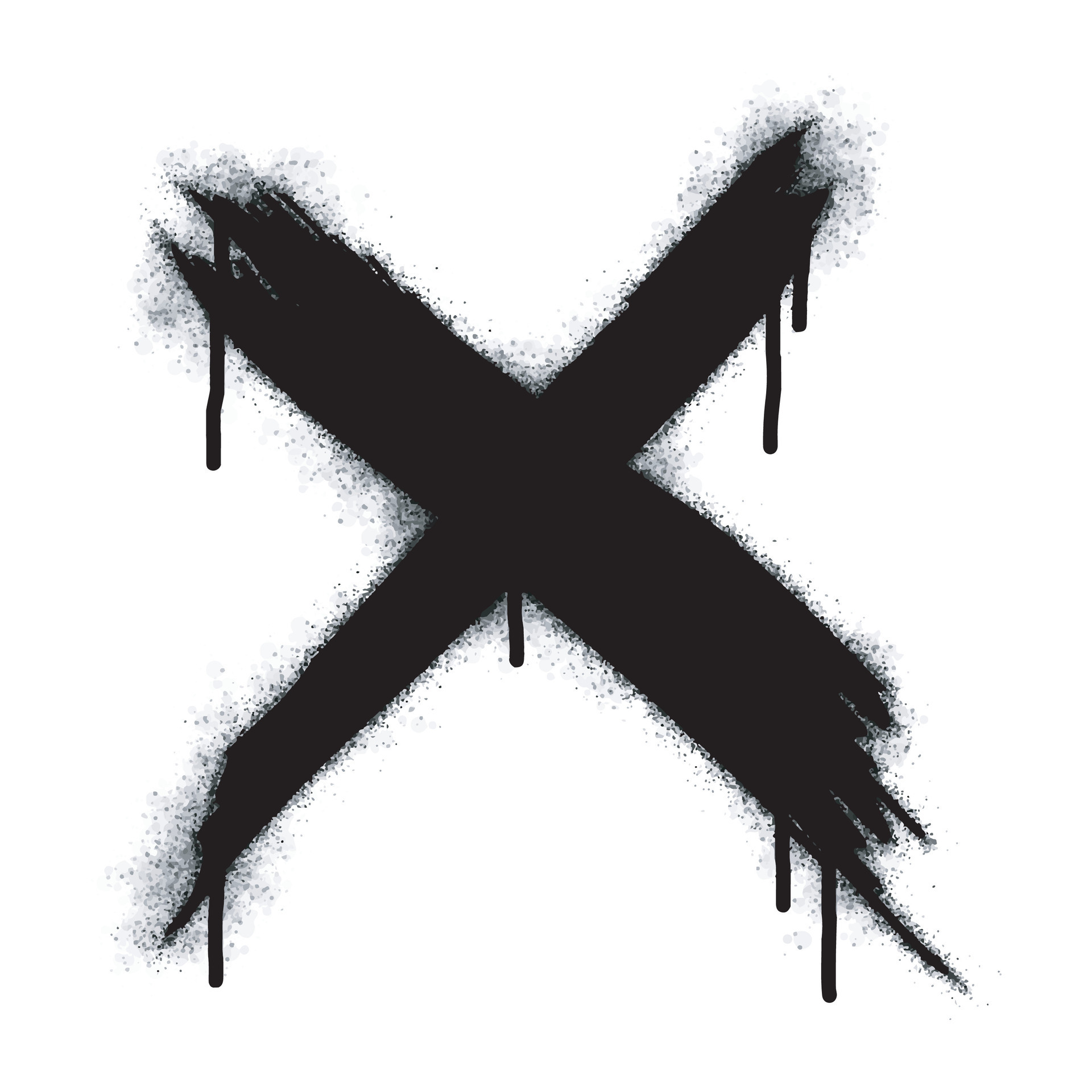 Spray Painted Graffiti x Sprayed isolated with a white background