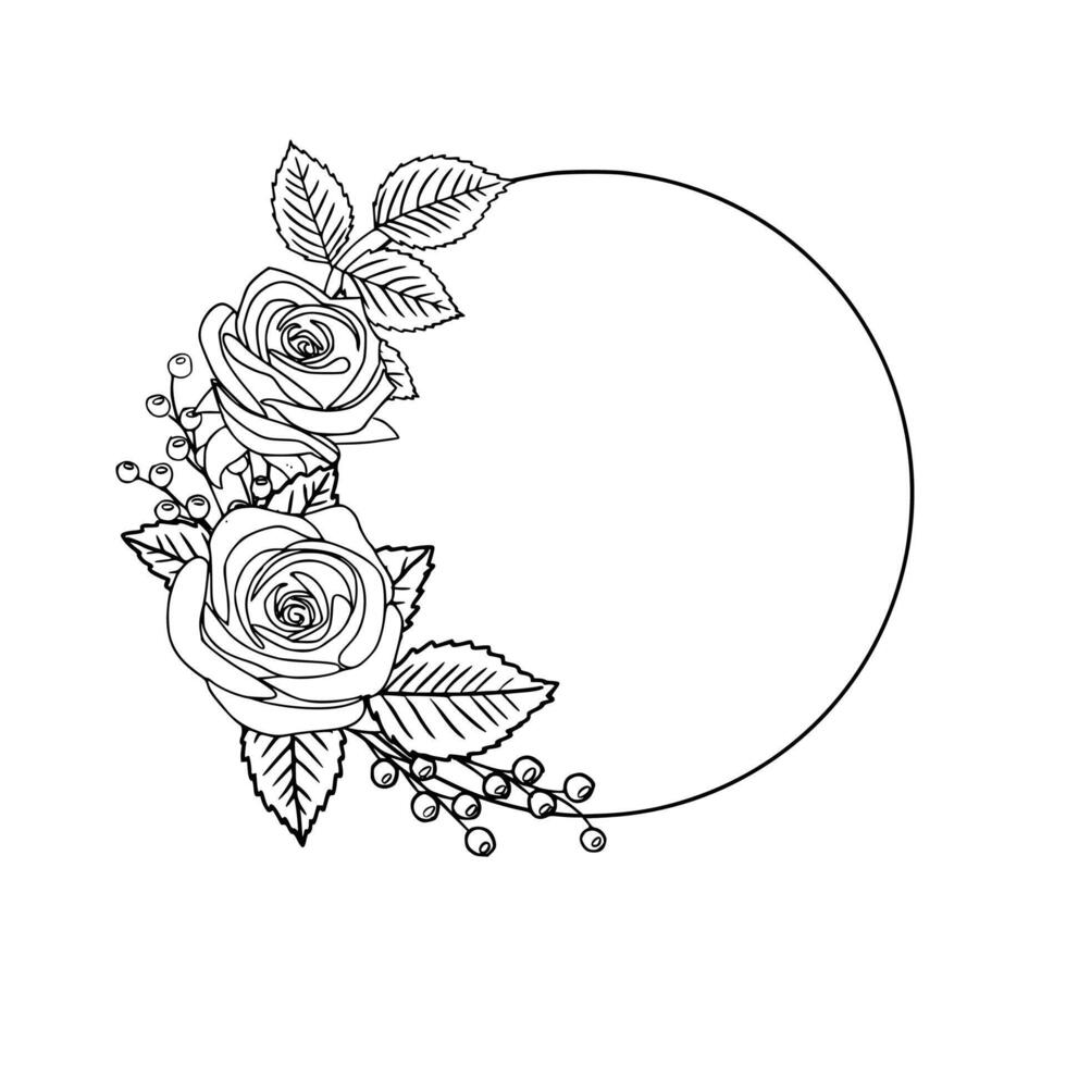 Rose Wreath Circular Frame vector