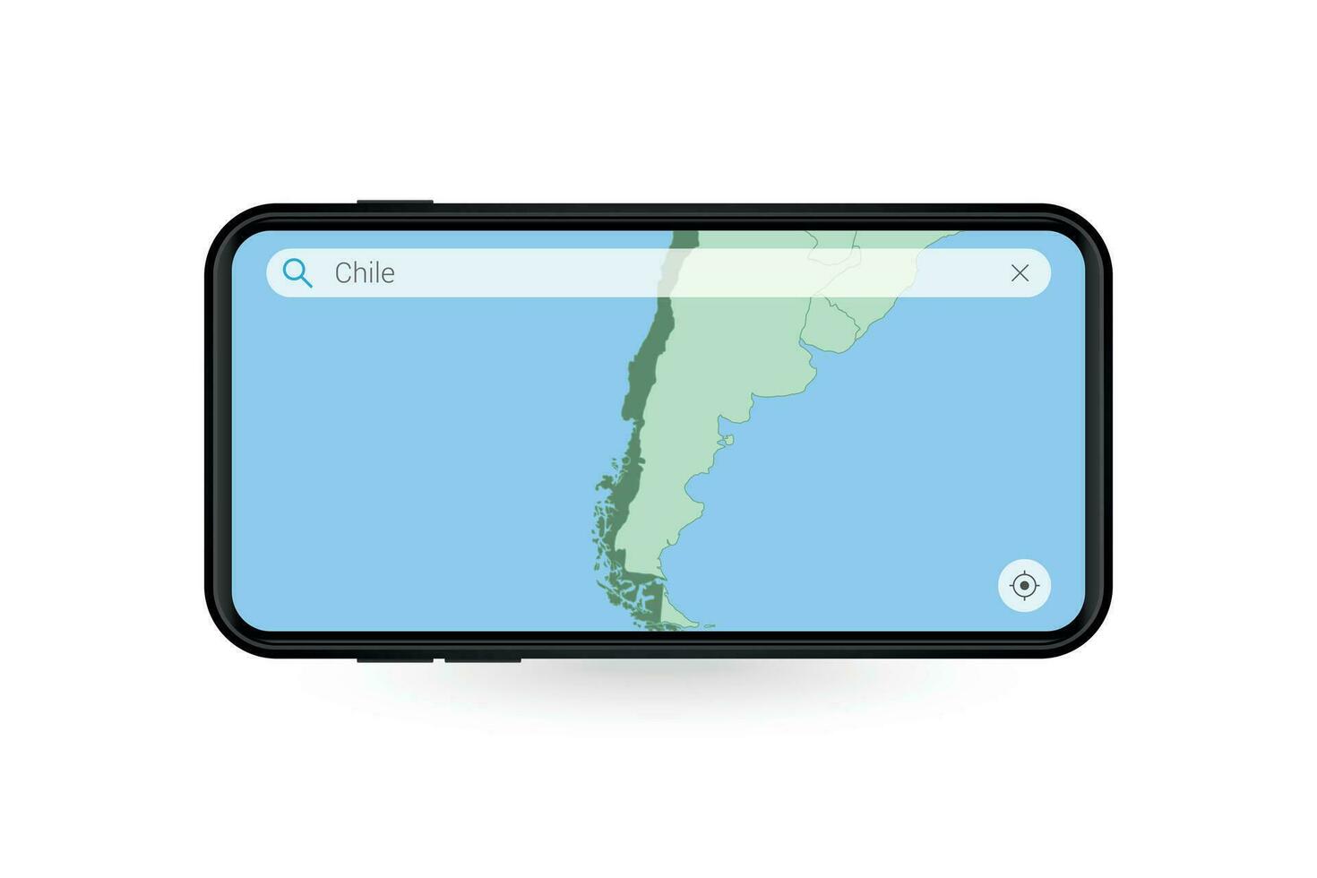 Searching map of Chile in Smartphone map application. Map of Chile in Cell Phone. vector