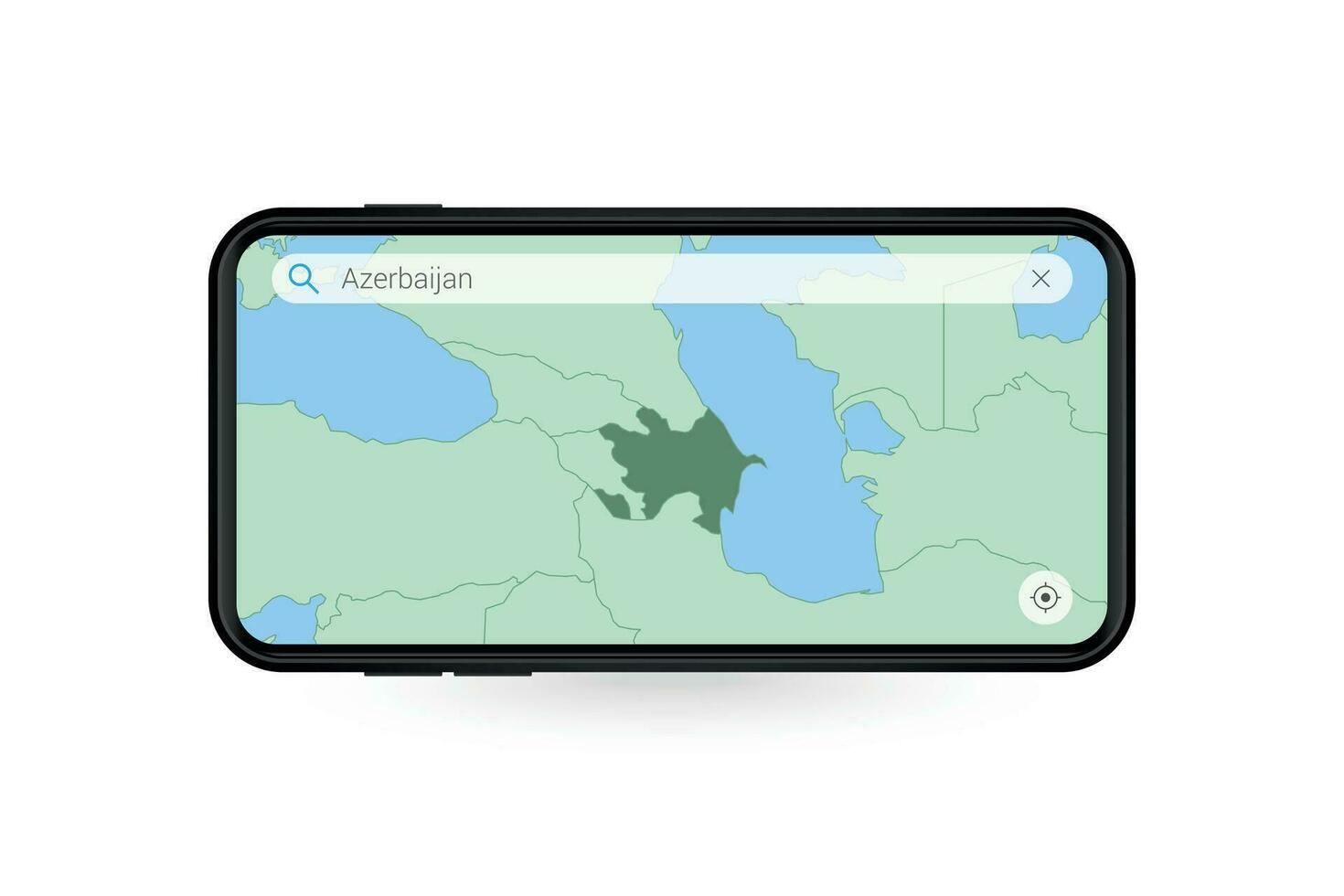 Searching map of Azerbaijan in Smartphone map application. Map of Azerbaijan in Cell Phone. vector