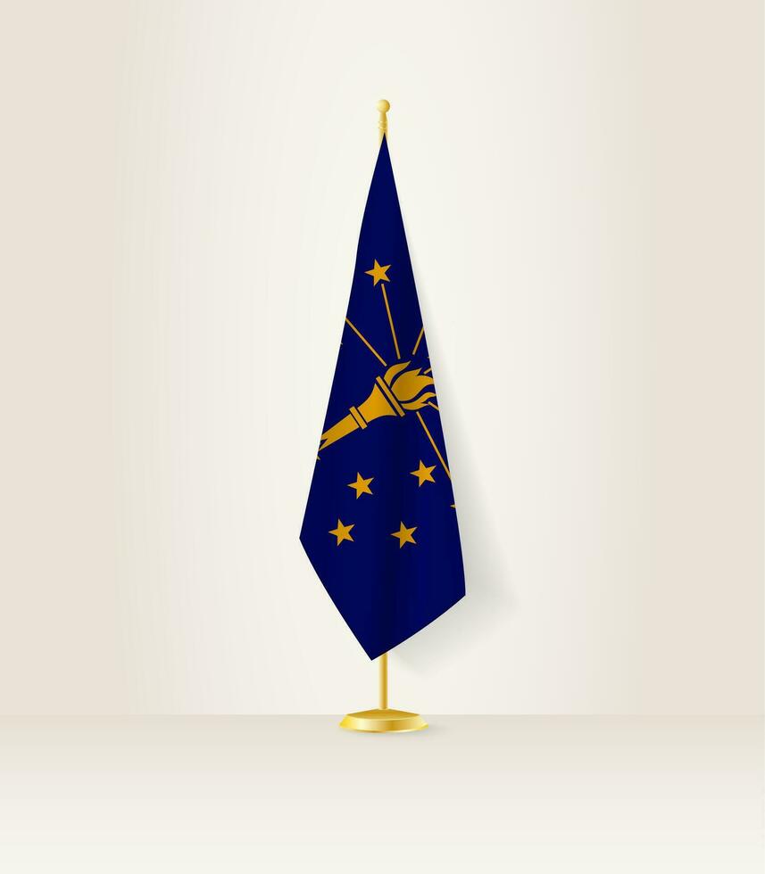 Indiana flag on a flag stand. vector