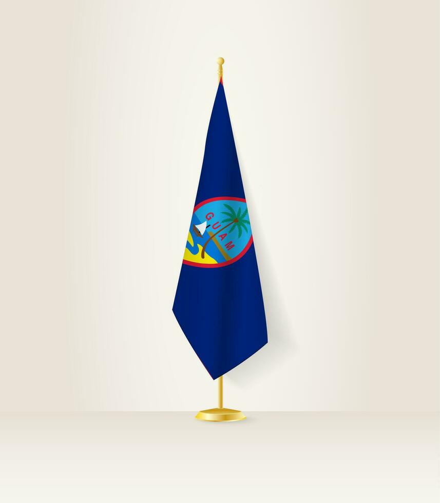 Guam flag on a flag stand. vector