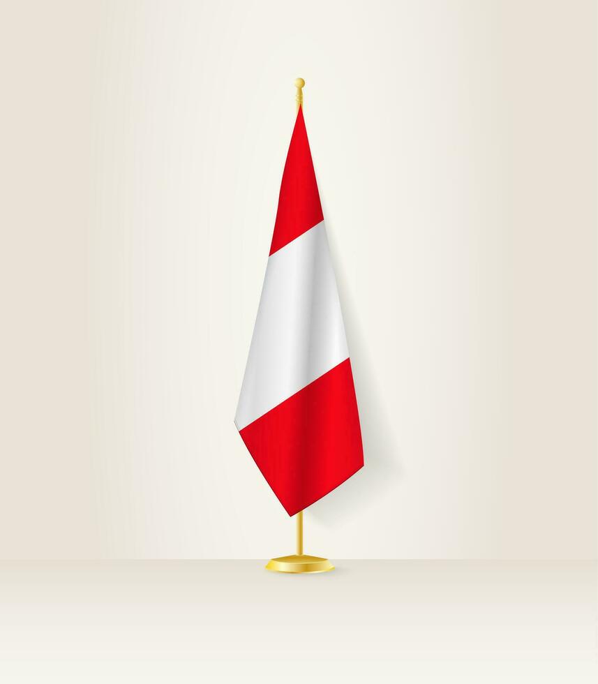 Peru flag on a flag stand. vector