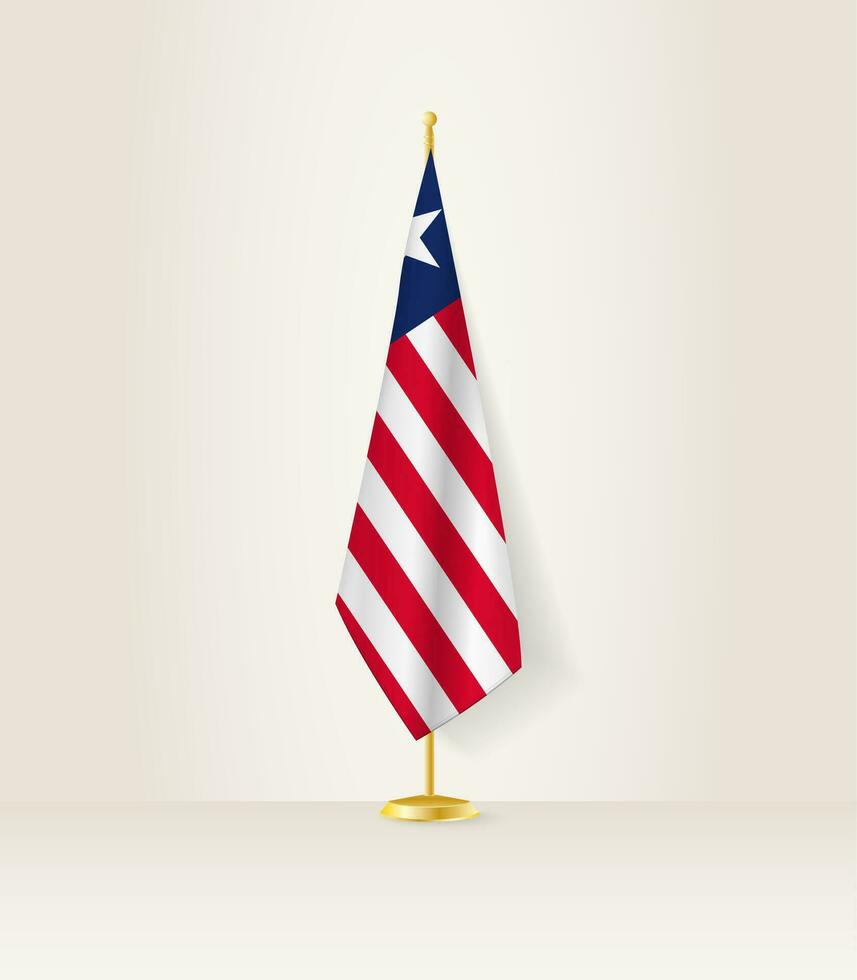 Liberia bandera en un bandera pararse. vector