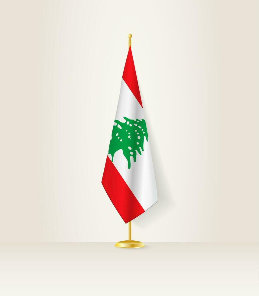 Líbano bandera en un bandera pararse. vector