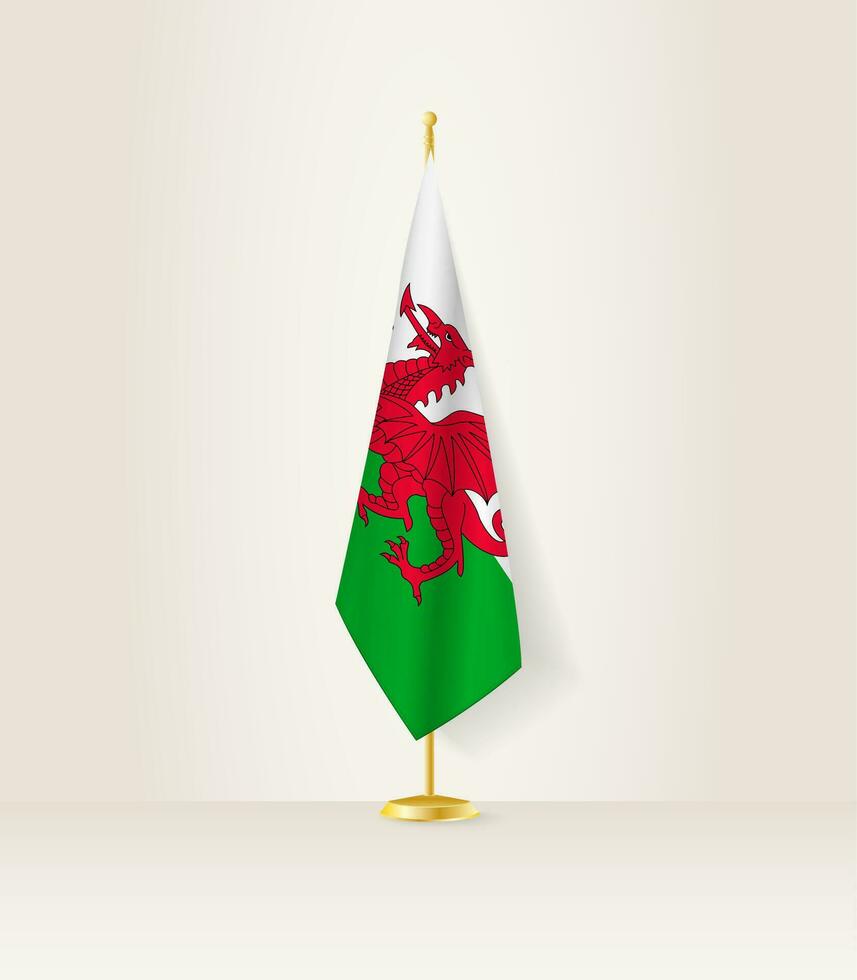 Wales flag on a flag stand. vector