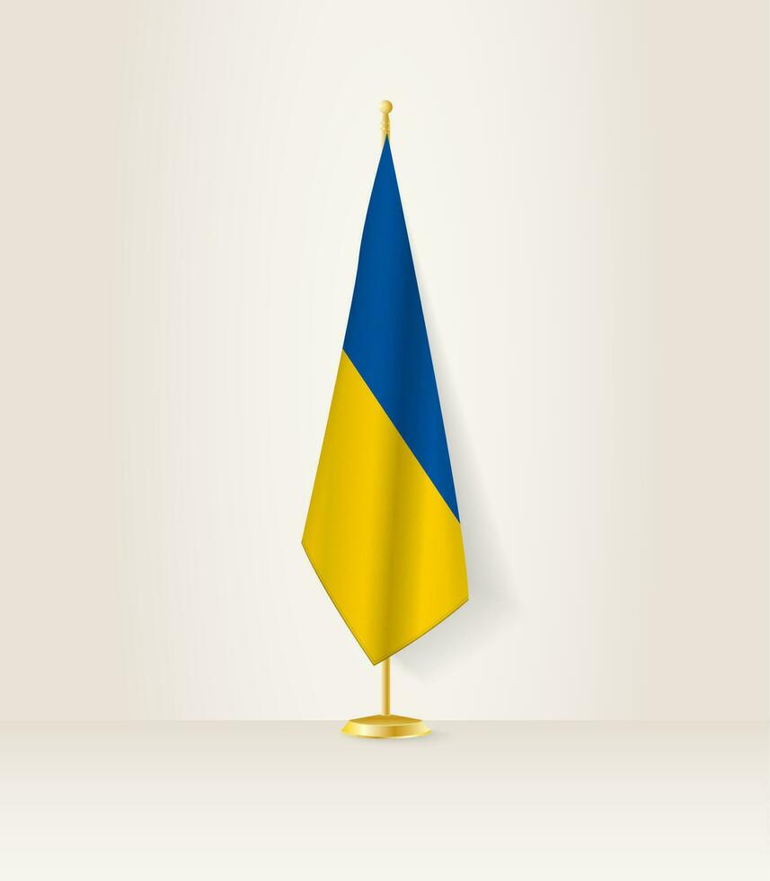 Ukraine flag on a flag stand. vector