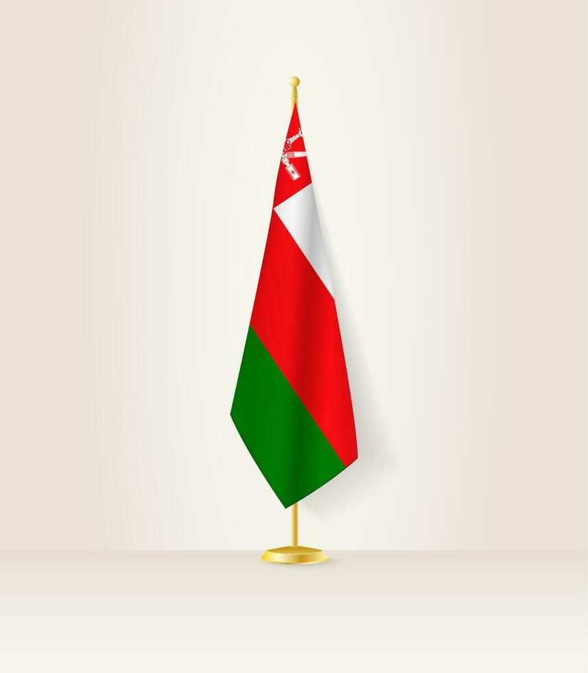 Oman flag on a flag stand. vector