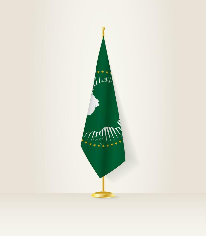 africano Unión bandera en un bandera pararse. vector