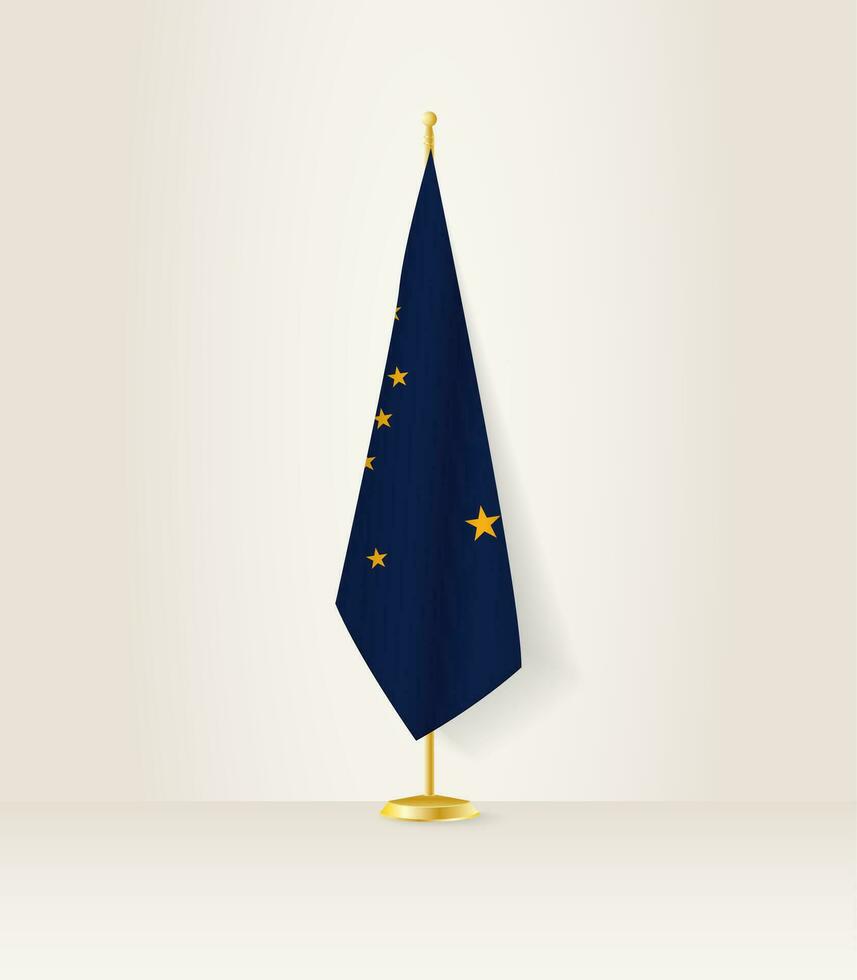 Alaska flag on a flag stand. vector