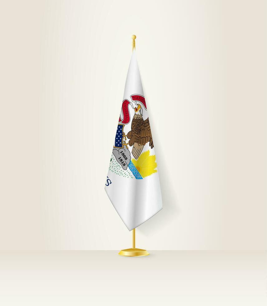 Illinois flag on a flag stand. vector