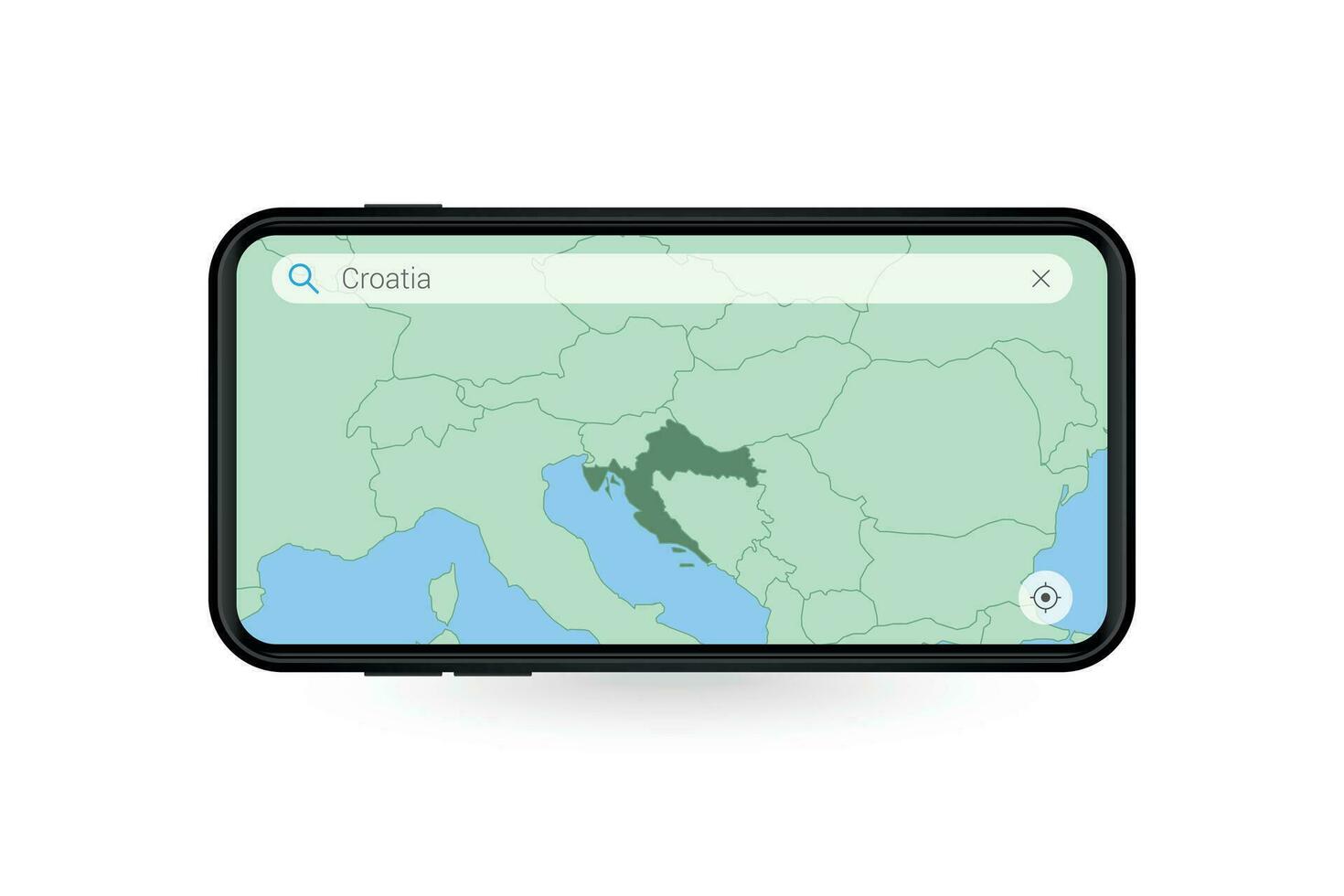 Searching map of Croatia in Smartphone map application. Map of Croatia in Cell Phone. vector