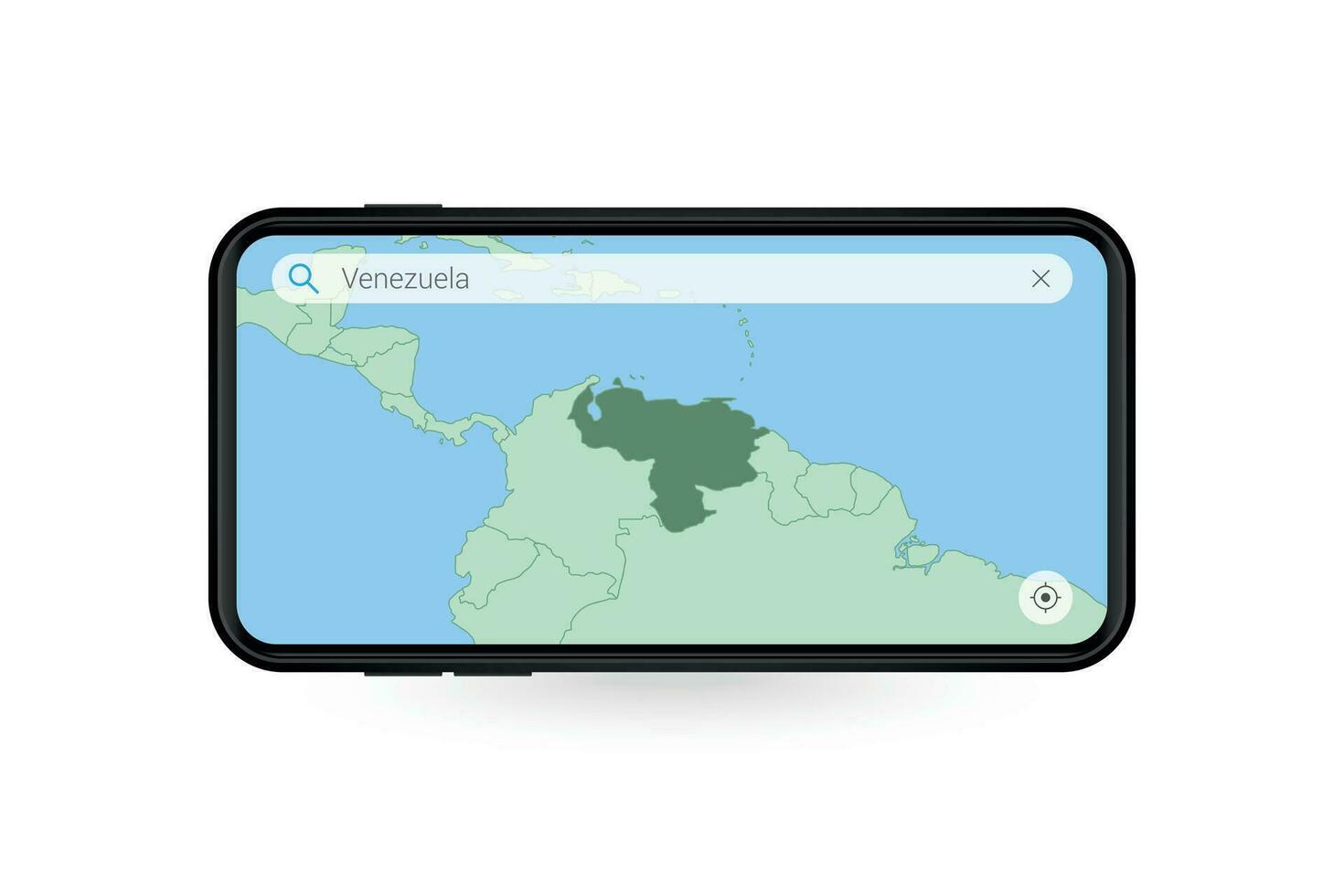 Searching map of Venezuela in Smartphone map application. Map of Venezuela in Cell Phone. vector