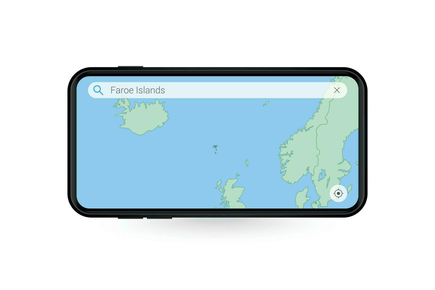 Searching map of Faroe Islands in Smartphone map application. Map of Faroe Islands in Cell Phone. vector