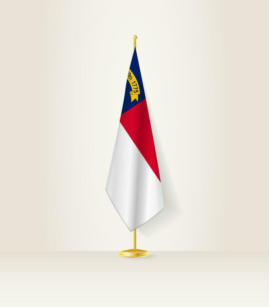 North Carolina flag on a flag stand. vector