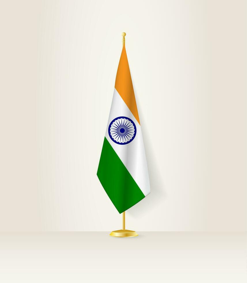 India bandera en un bandera pararse. vector