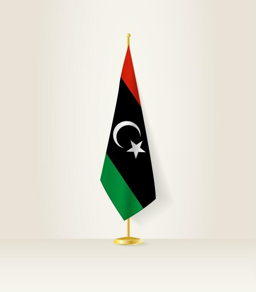 Libya flag on a flag stand. vector