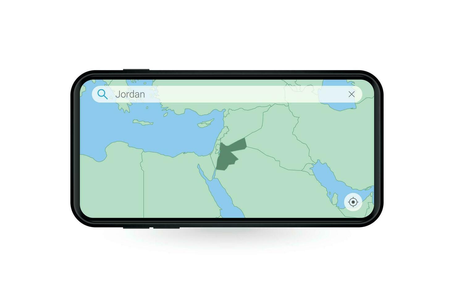Searching map of Jordan in Smartphone map application. Map of Jordan in Cell Phone. vector