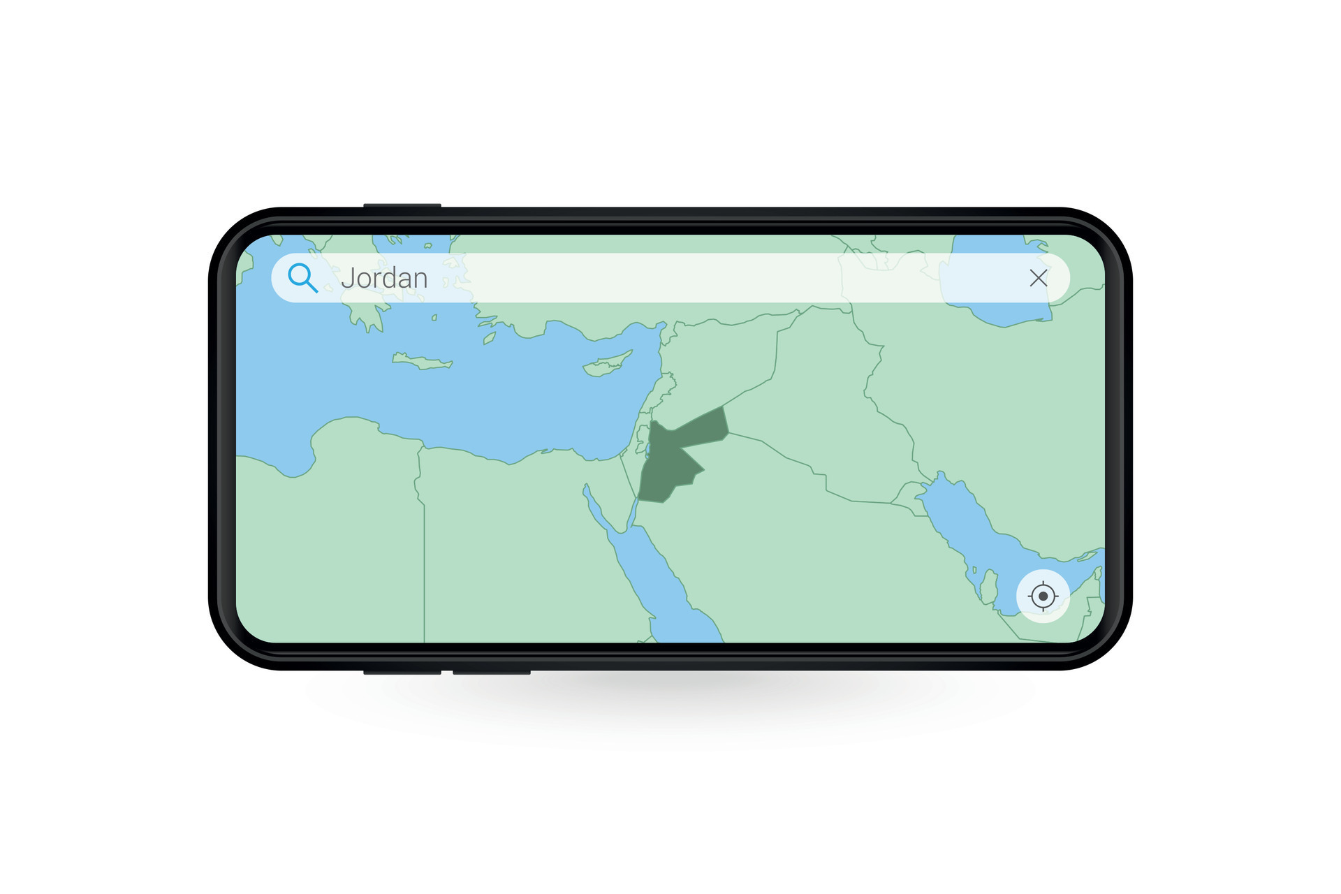 Searching map of Jordan in Smartphone map application. Map of Jordan in Cell Phone. 27288163