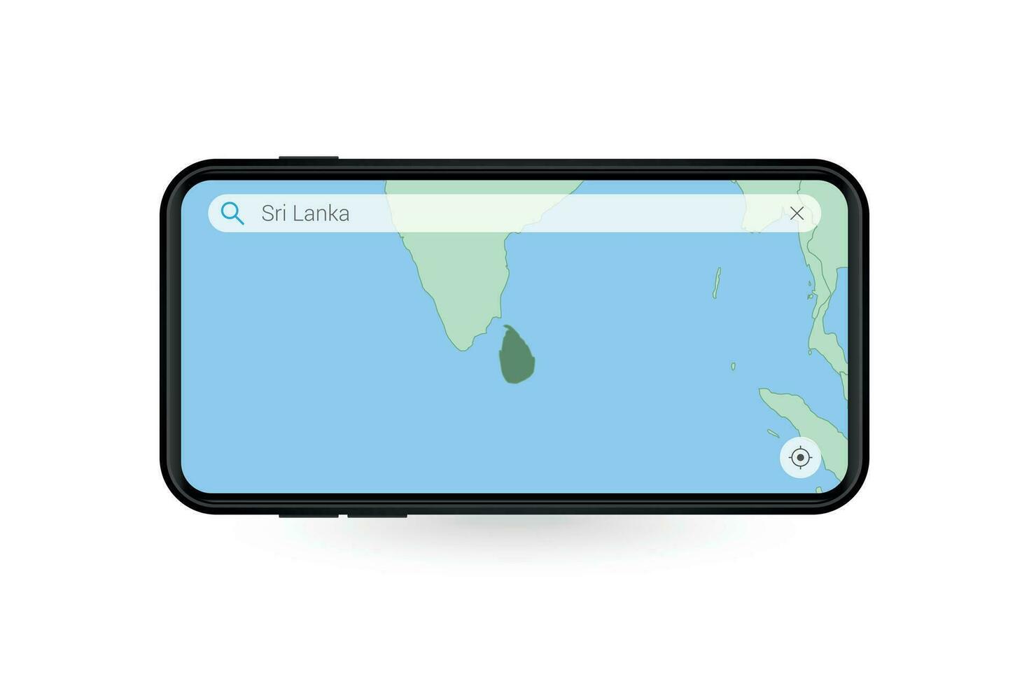 buscando mapa de sri lanka en teléfono inteligente mapa solicitud. mapa de sri lanka en célula teléfono. vector