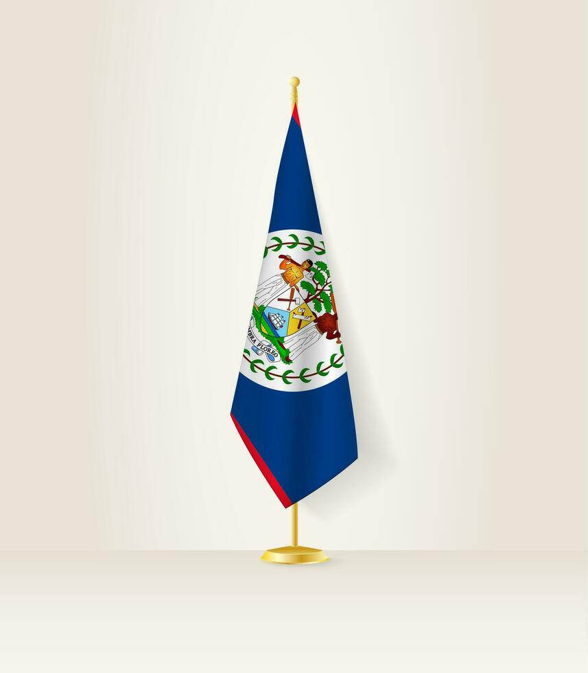 Belize flag on a flag stand. vector
