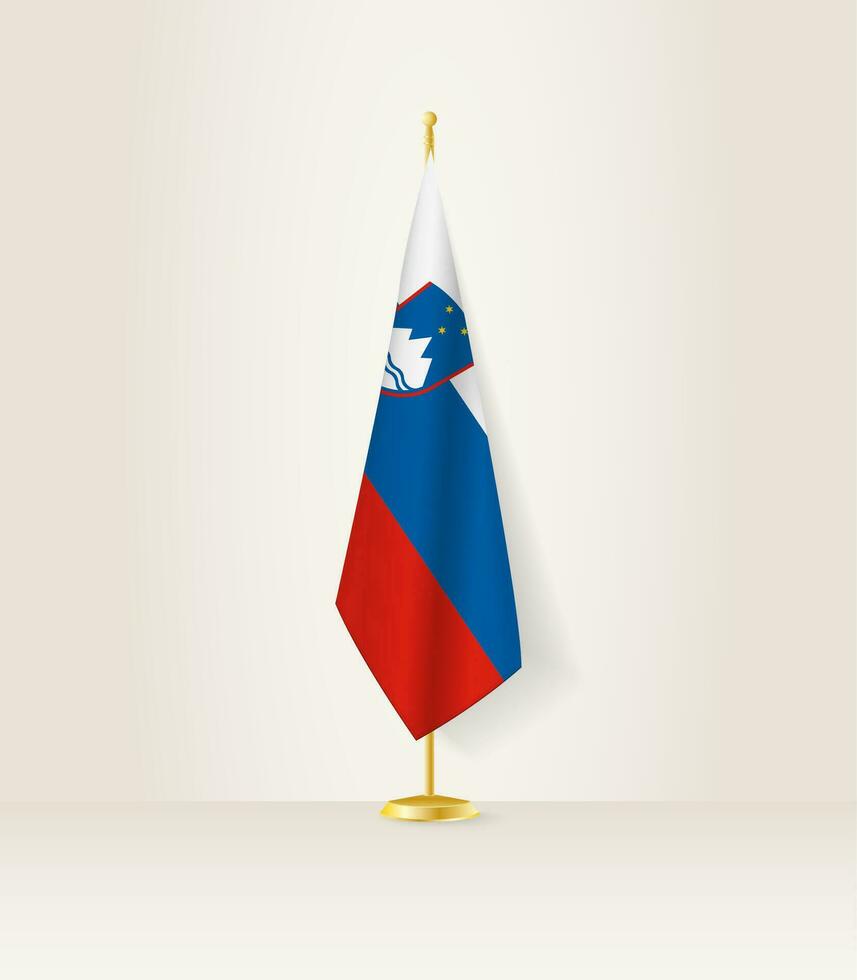Slovenia flag on a flag stand. vector