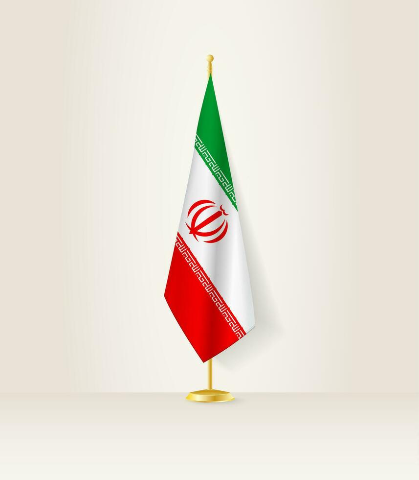 Iran flag on a flag stand. vector
