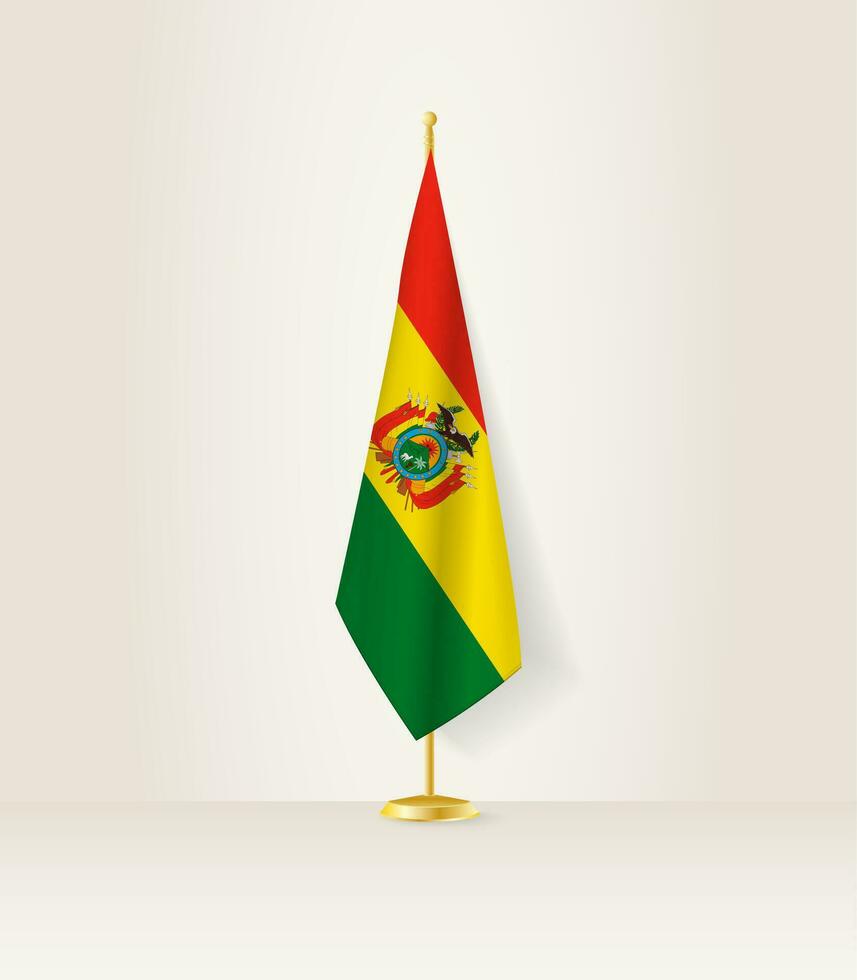 Bolivia flag on a flag stand. vector