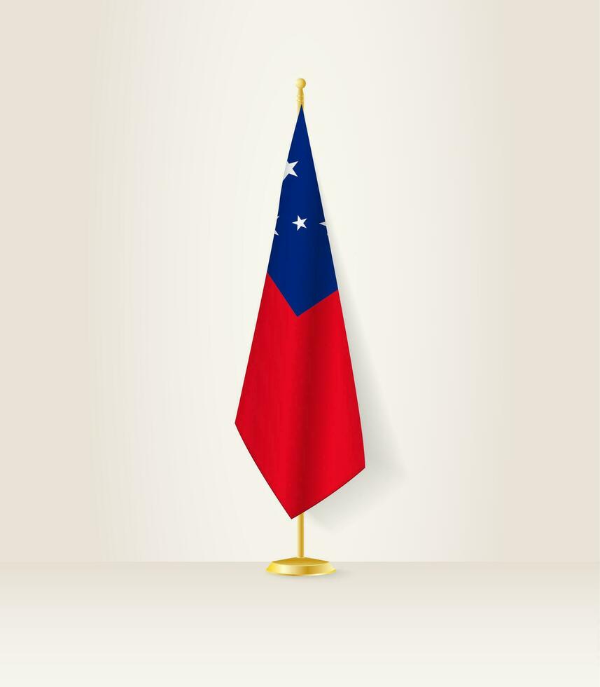 Samoa flag on a flag stand. vector