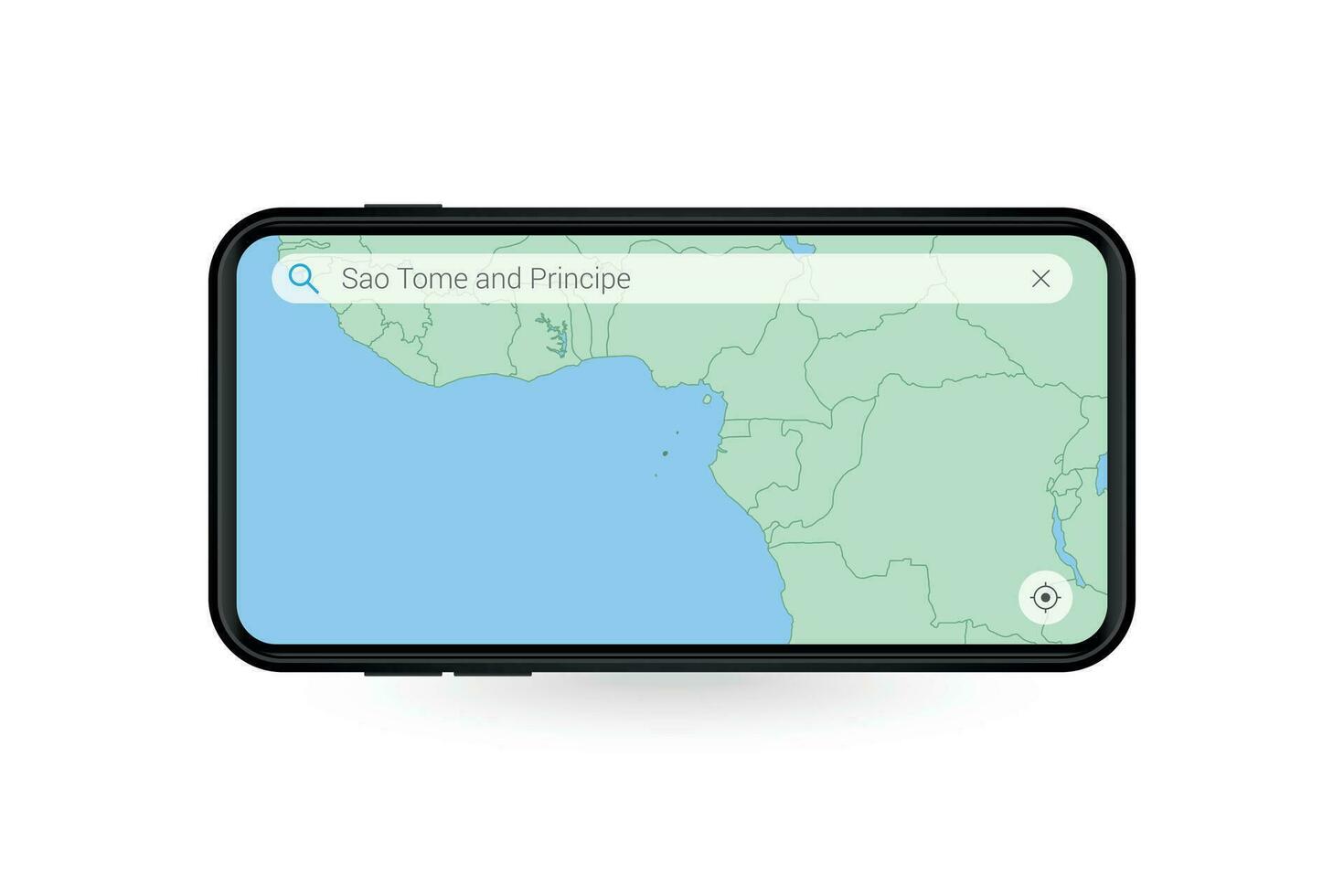 Searching map of Sao Tome and Principe in Smartphone map application. Map of Sao Tome and Principe in Cell Phone. vector