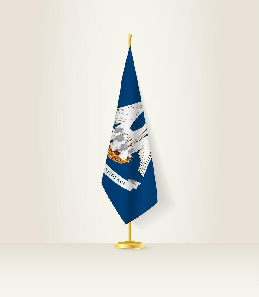 Louisiana flag on a flag stand. vector
