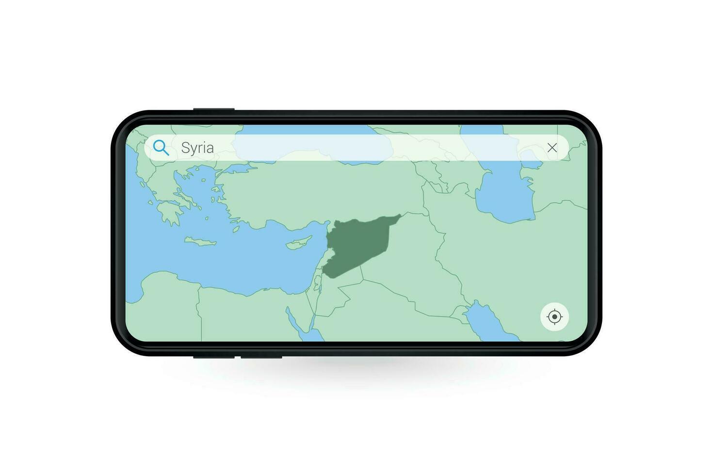 Searching map of Syria in Smartphone map application. Map of Syria in Cell Phone. vector