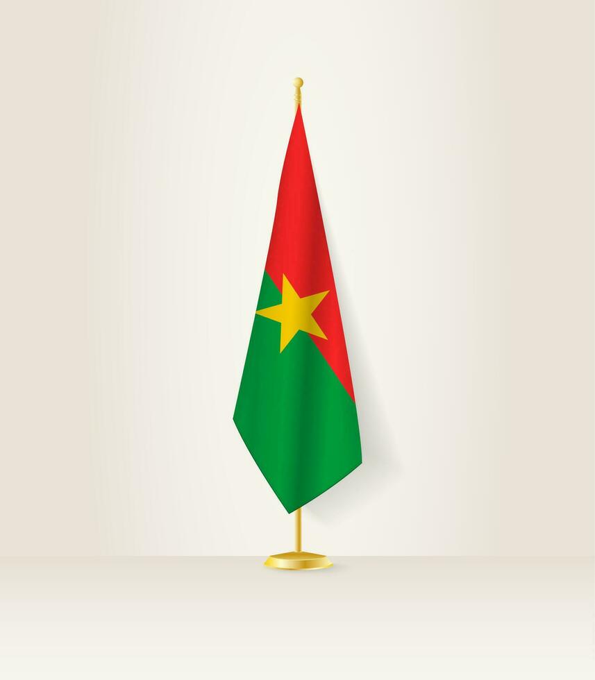 Burkina Faso flag on a flag stand. vector