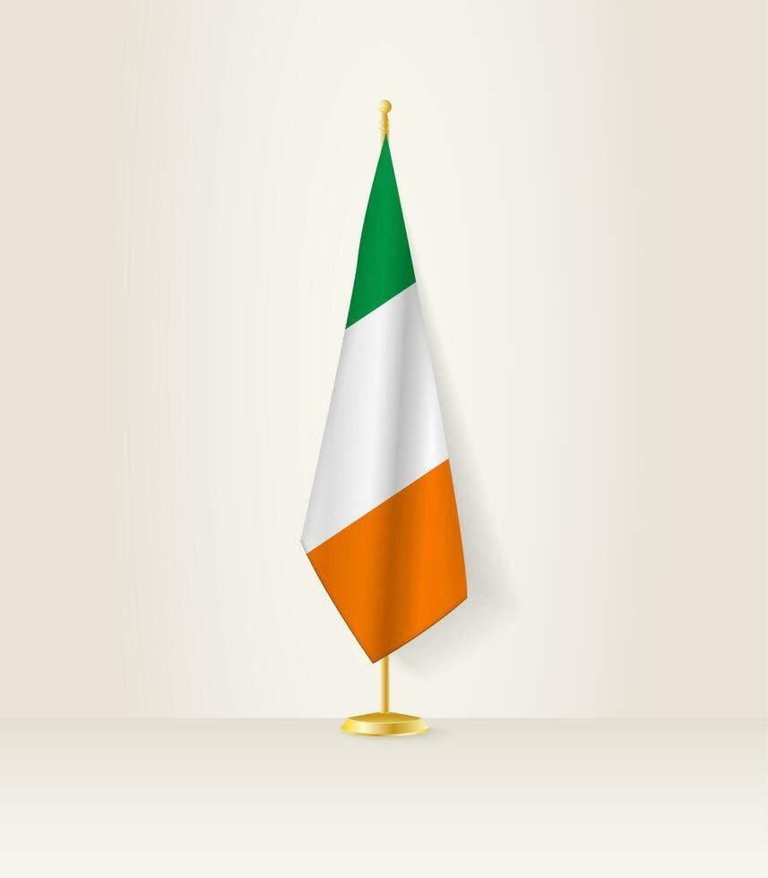 Ireland flag on a flag stand. vector