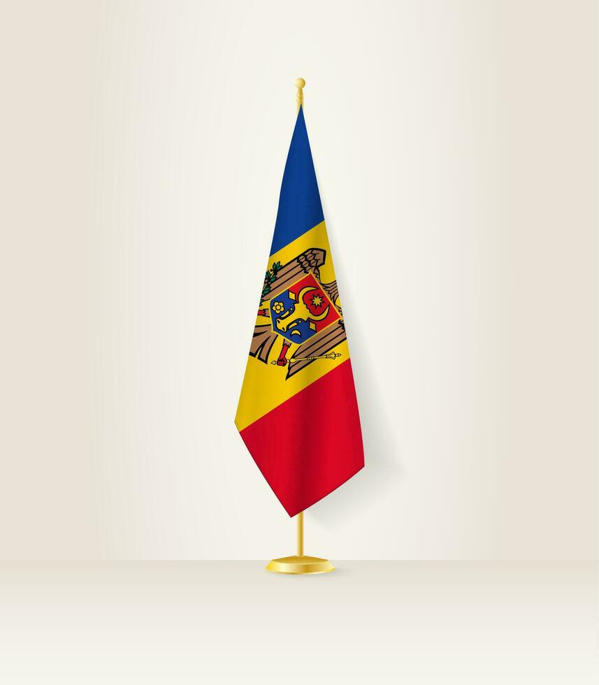 Moldova flag on a flag stand. vector