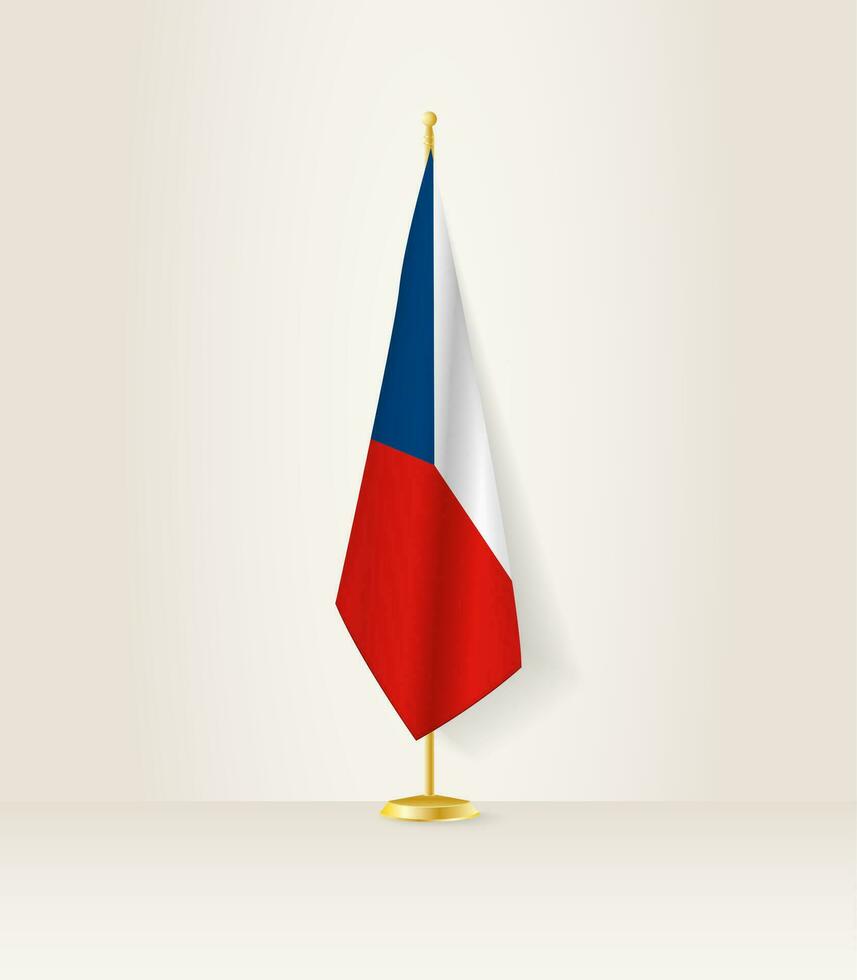 Czech Republic flag on a flag stand. vector