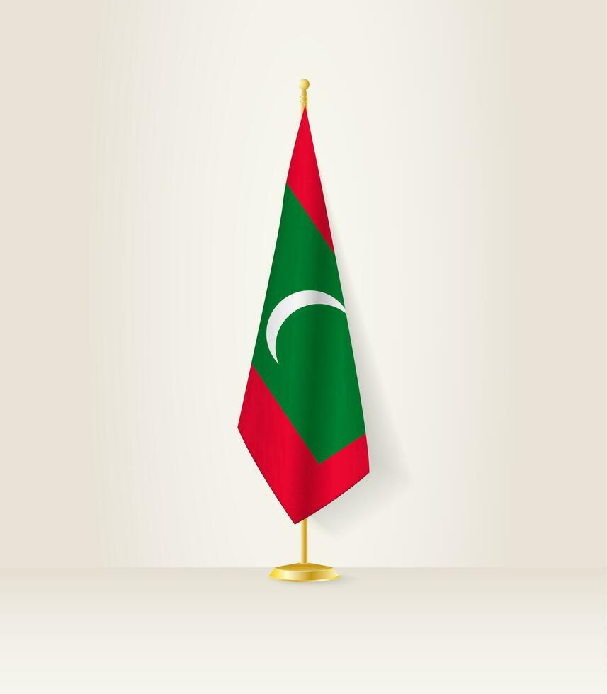 Maldives flag on a flag stand. vector