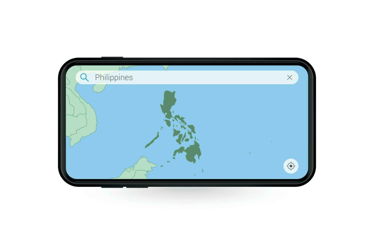 Searching map of Philippines in Smartphone map application. Map of Philippines in Cell Phone. vector