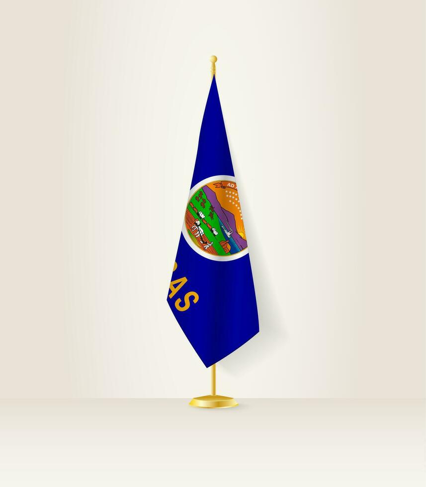 Kansas flag on a flag stand. vector