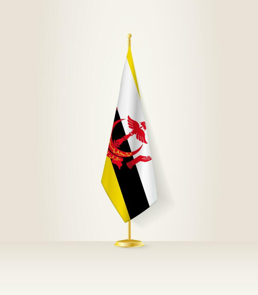 Brunei flag on a flag stand. vector