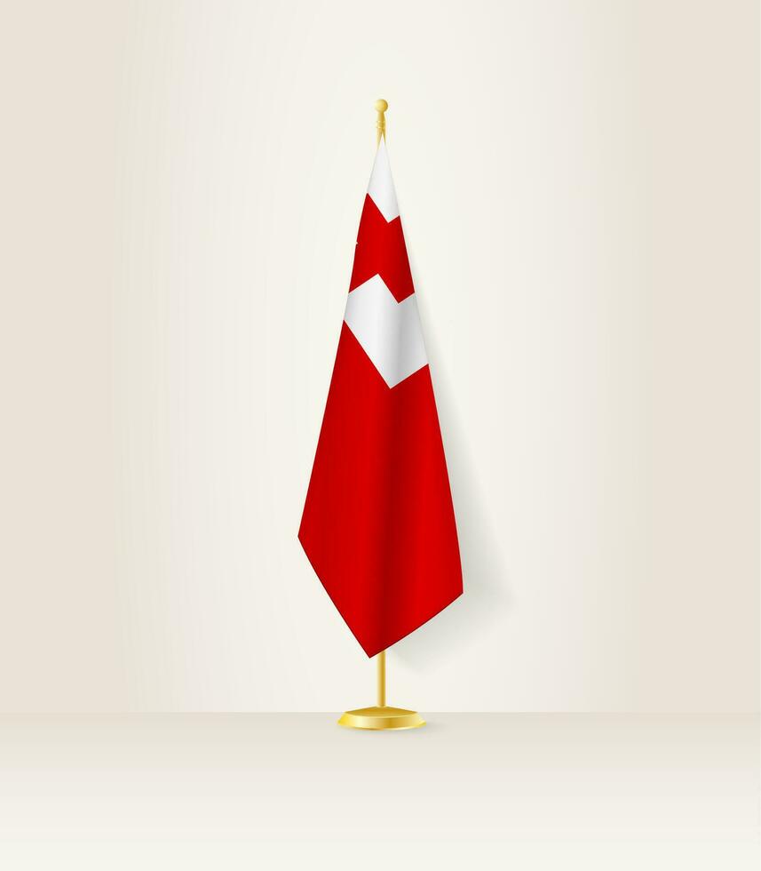 Tonga flag on a flag stand. vector