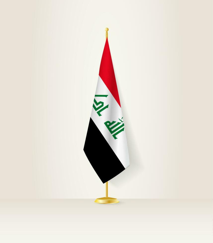 Iraq flag on a flag stand. vector