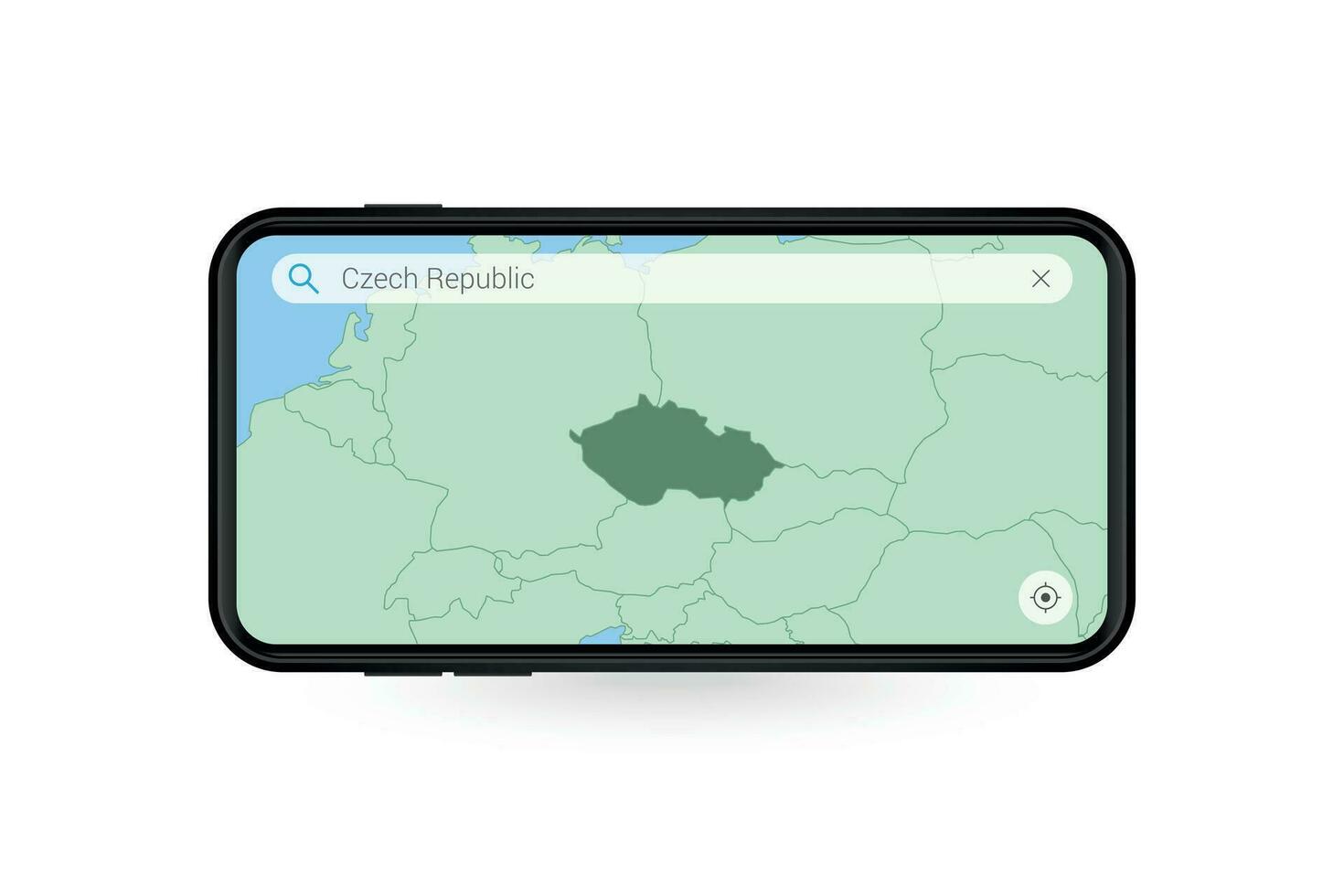 Searching map of Czech Republic in Smartphone map application. Map of Czech Republic in Cell Phone. vector