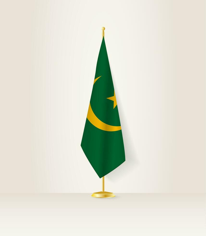 Mauritania flag on a flag stand. vector