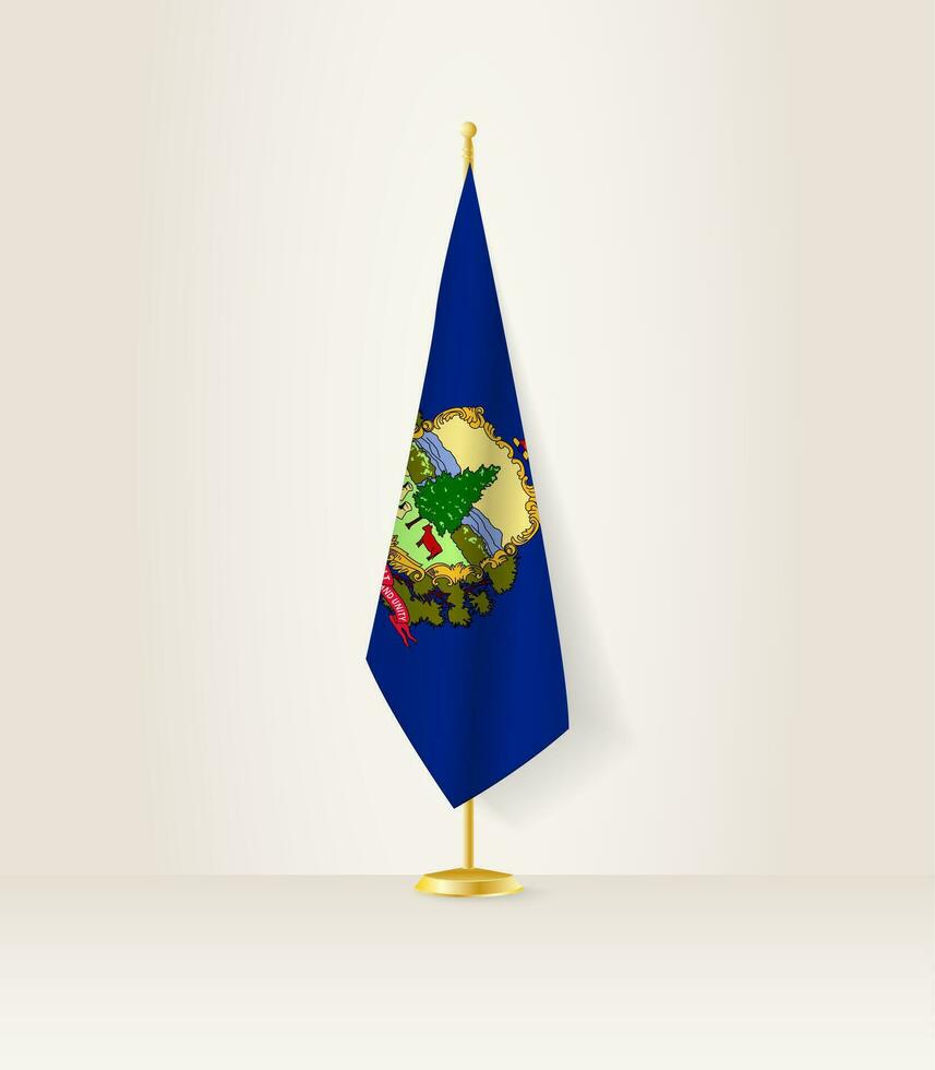 Vermont flag on a flag stand. vector