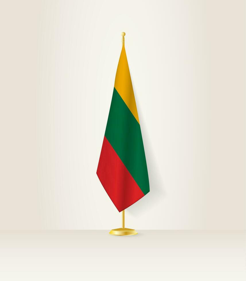 Lithuania flag on a flag stand. vector