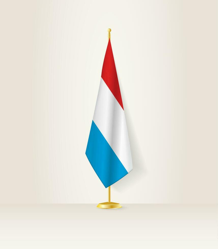 Luxemburgo bandera en un bandera pararse. vector