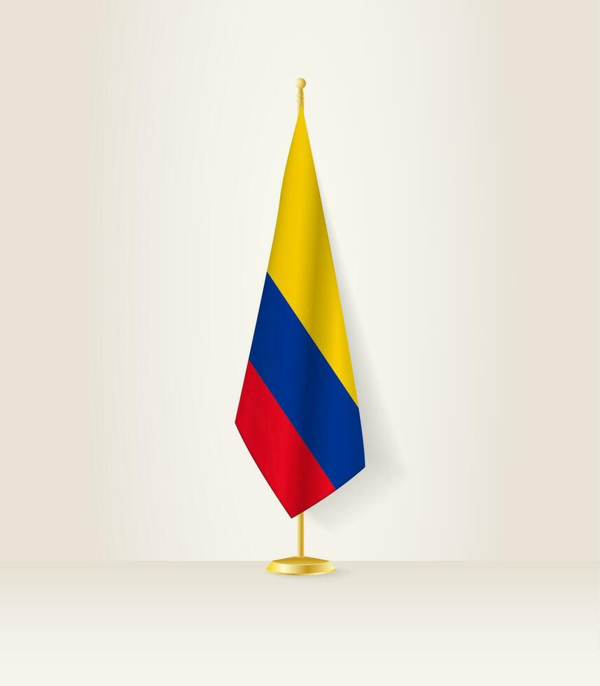 Colombia bandera en un bandera pararse. vector